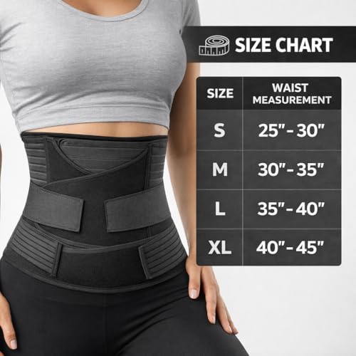 Image of 3-in-1 Postpartum Belt for Women - Post Pregnancy Belly Binder, Waist & Pelvic Support - C Section Recovery, Tummy Tightening, Back Pain Relief - Adjustable Fit - Black-XXL