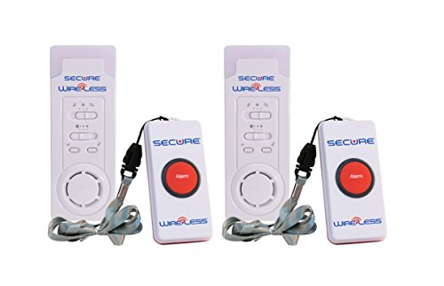 Secure SWCB-1S (2-Pack) Wireless Slimline Pager Call Button Nurse Alert System - Patient Help Button and Caregiver Receiver - 500+ Ft Range