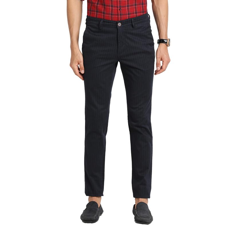 Pantalon décontracté bleu marine homme coupe plate pour éliminer l'inconfort des chinos