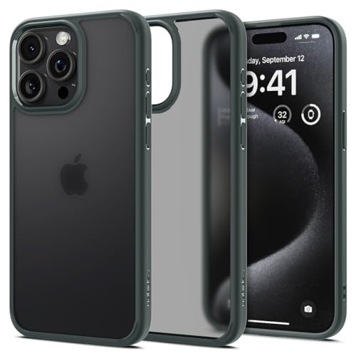 Spigen für iPhone 15 Pro Max Ultra Hybrid Hülle [Anti-Yellowing] Case Handyhülle Schutzhülle Cover Transparent Durchsichtig Dünn Slim -Frost Green