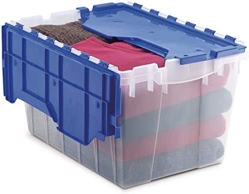 Akro-Mils 66486 CLDBL 12-Gallon Plastic Storage KeepBox with Attached Lid, 21-1/2-Inch by 15-Inch by 12-1/2-Inch, Semi Clear (Pack of 4)