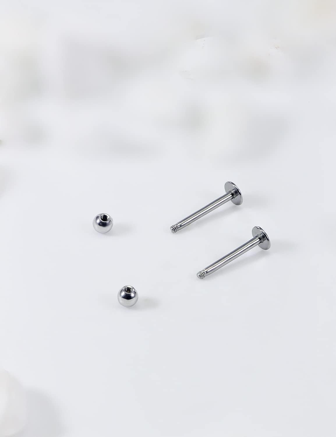 Yaalozei 20G 16G 14G 12G Lip Labret Monroe Medusa Ring Studs 316L Surgical Steel Tragus Helix Cartilage Earring Tongue Cheek Dimple Piercings Jewelry Bar Length 6mm 8mm 10mm 12mm 14mm 16mm 19mm 18PCS - Image 3