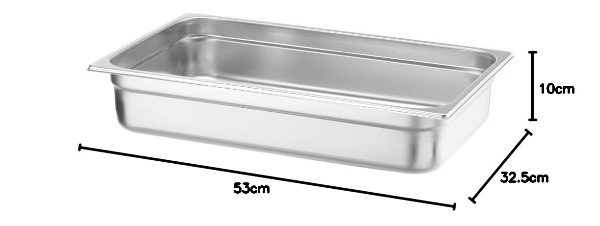 HENDI Contenitore Gastronorm, GN 1/1, resistenza termica -40 °C a 300 °C, compatibile con i forni a convezione, frigoriferi, bagno María, chafing dishes, 14L, 530x325x(H)100mm, acciaio inox 18/10