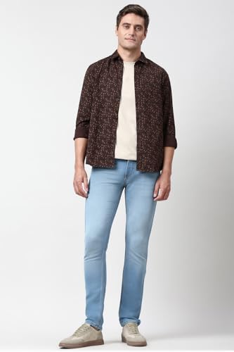 Image of Peter England Men's Slim Tapered Jeans | Denim | Premium | Modern Fit