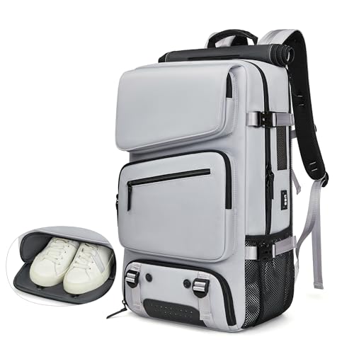 Mochila de viaje expandible para portátil para avión gris miniatura 1