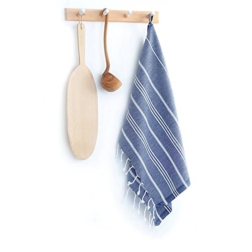 Cacala 100% Turkish Cotton Kitchen Tea Towels, Highly Absorbent Luxury Soft Quick Drying Dish Towel With Hanging Loop For Gym, Yoga, Bath, Sports, Cleaning And Kitchen (23 X 36), Dark Blue #TOP2