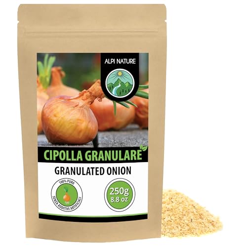 Alpi Nature Granuli di Cipolla 250g, Cipolle Essiccate Granulate, Condimento di Cipolla Tritata