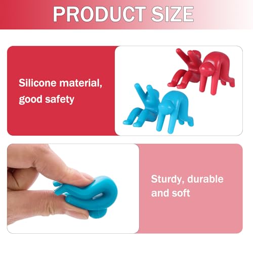 Nodcows Silicone Pot Lid Lifters, 4-Pack (Blue/Red), Universal Lid Stopper, Boil-Over Protection, Heat-Resistant, Easy to Clean - Image 3