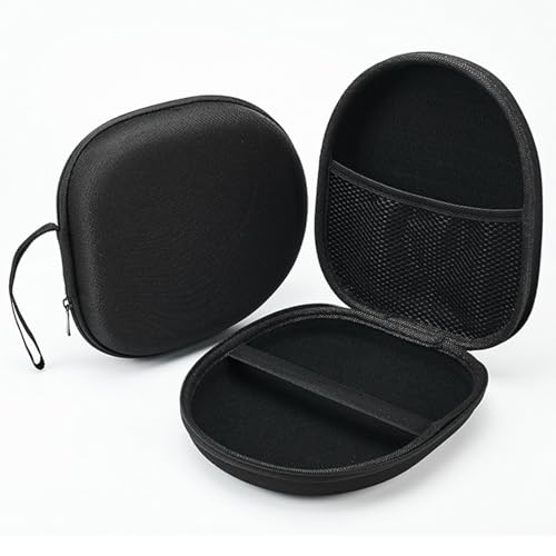 Étui de Transport pour Casque Audio, Housse Casque Audio de Protection en EVA Durable, Noir, avec Fermeture Éclair à 360° et Poche en Maille pour Accessoires, Taille Universelle ﻿