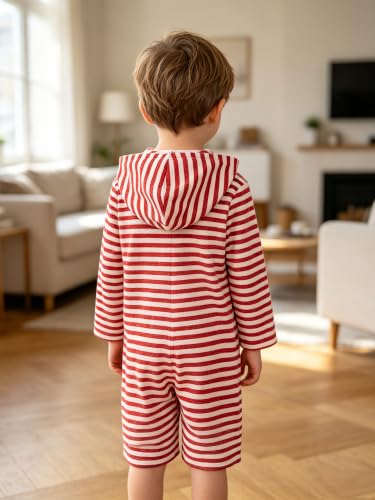 Mono con capucha infantil anti desabrochable estilo casual de rayas 6