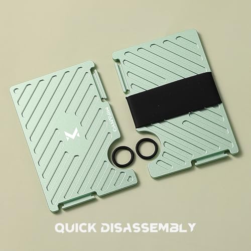 Image of Womens Wallet, Minimalist Card Holder with Cash Strap, Slim RFID Blocking Metal Front Pocket Wallet, Green, LK-05