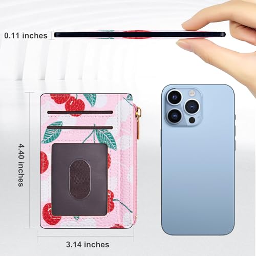 Image of Tipmile Womens Credit Card Holder Wallet, Small Slim RFID Blocking Sleeve | Mini Tiny Cute ID Case, Minimalist Zipper Pocket Wallet, Thin Coin Purse, Mothers Gift