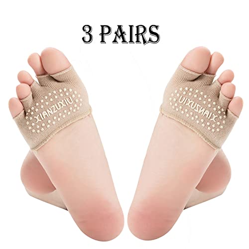 3 Pairs Women Yoga Sport Non Slip Open Toes Socks Half Grip Heel Five Finger Socks Girl Socks #TOP1