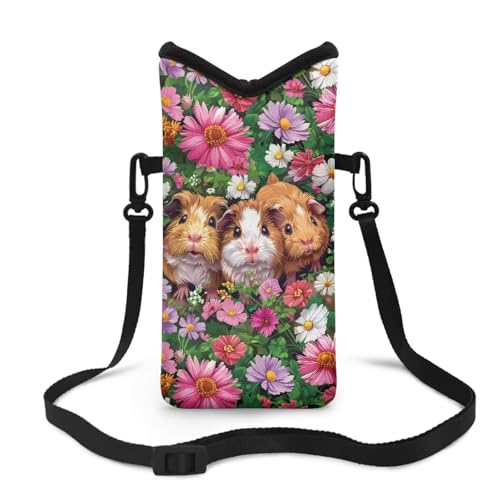 Suobstales Guinea Pig Daisy Print Small Cell Phone Purse for Women Soft Crossbody Cellphone Wallet Bag Phone Sleeve Mobile Protection Case Bag with Hook & Loop