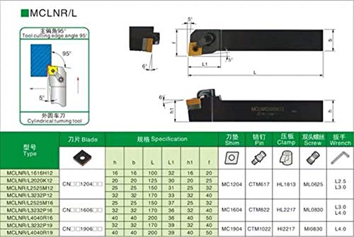 Portaherramientas para Torno MCLNR con 10 Inserciones CNMG miniatura 7