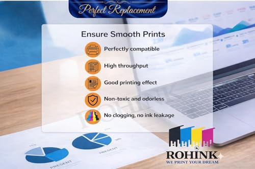 Image of ROHINK GT51 GT52 Ink Refill Dye Ink Compatible with HP Ink Tank 115, 310, 315, 319, 410, 415, 416, 419, 455, 500, 515, 530, 615, GT 5810, GT 5811, GT 5820 (70ml*4 Black)