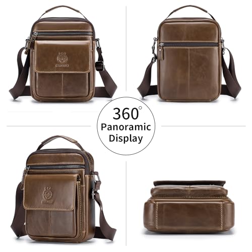 Image of Small Leather Messenger Bag for Men, Man Bag Crossbody, Men's Shoulder Bags Leather Man Purse Handbag