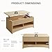 Amada Lift Top Coffee Table with Storage Shelf & Hidden Compartment, Modern Fluted Rectangle Dining Table for Living Room, Home Office,Natural Oak