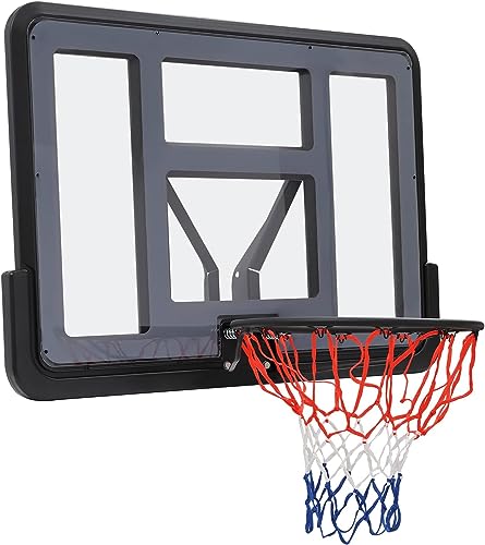 LOYALHEARTDY Shatter Proof Backboard Rim ComboW?44 X 30 Inch All Mounted Basketball Backboard & Rim Combo, Wall Mounted Adjustable-Height and Fixed Basketball Hoop