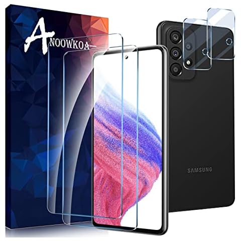 Anoowkoa for Samsung Galaxy A53 5G [2+2 Pack] Screen Protectors and Camera Lens Protectors, Guard Samsung Galaxy A53 5G Tempered Glass Film, Anti Fingerprints Protective Film Cover