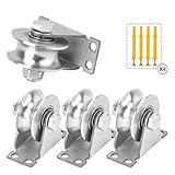 Biugaaufai 4 PCS 1.88 Inch U Type Groove Wheel Pulley, 201 Stainless Steel U-Type Groove Wheel with Screws, Wall Mounted Grooves Caster for Inverted Track, Rolling Gate, Industrial Machines