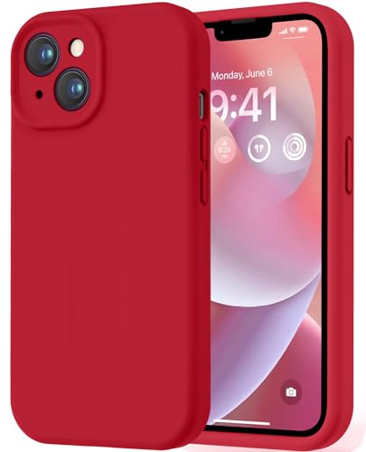 Image of LOVE 3000 Designed for iPhone 14 Case, Premium Silicone with [Soft Anti-Scratch Microfiber Lining] Shockproof Protective Phone Case for Men Women Girls 6.1 inch, Red
