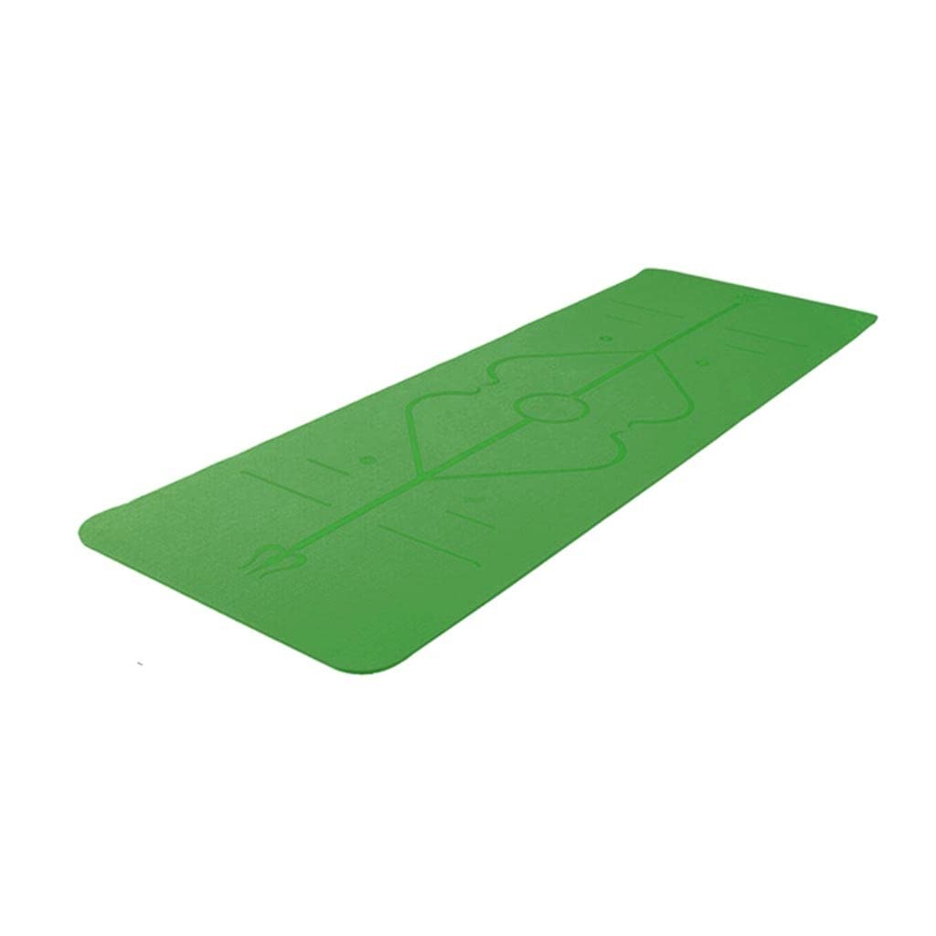 Yoga Mat TPE Sport Mat 183X61cm Yoga Non-slip Acupressure Execise for Gym Floor with Position Line Black