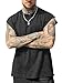 PLEPAN Men's Muscle Sleeveless Tank Tops Oversized Crewneck T Shirts Dolman Sleeve Tee Black Medium