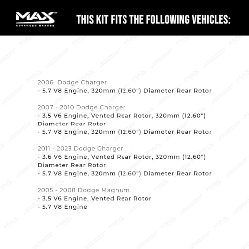 Image of MAX Advanced Brakes - Rear Brake Kit For 2006-2023 Dodge Charger (12.60 inch Dia Rr Rotors), Dodge Challenger, Chrysler 300| Carbon Ceramic Brake and Rotor Kit| Geomet Coated Cross-Drilled Brake Rotors