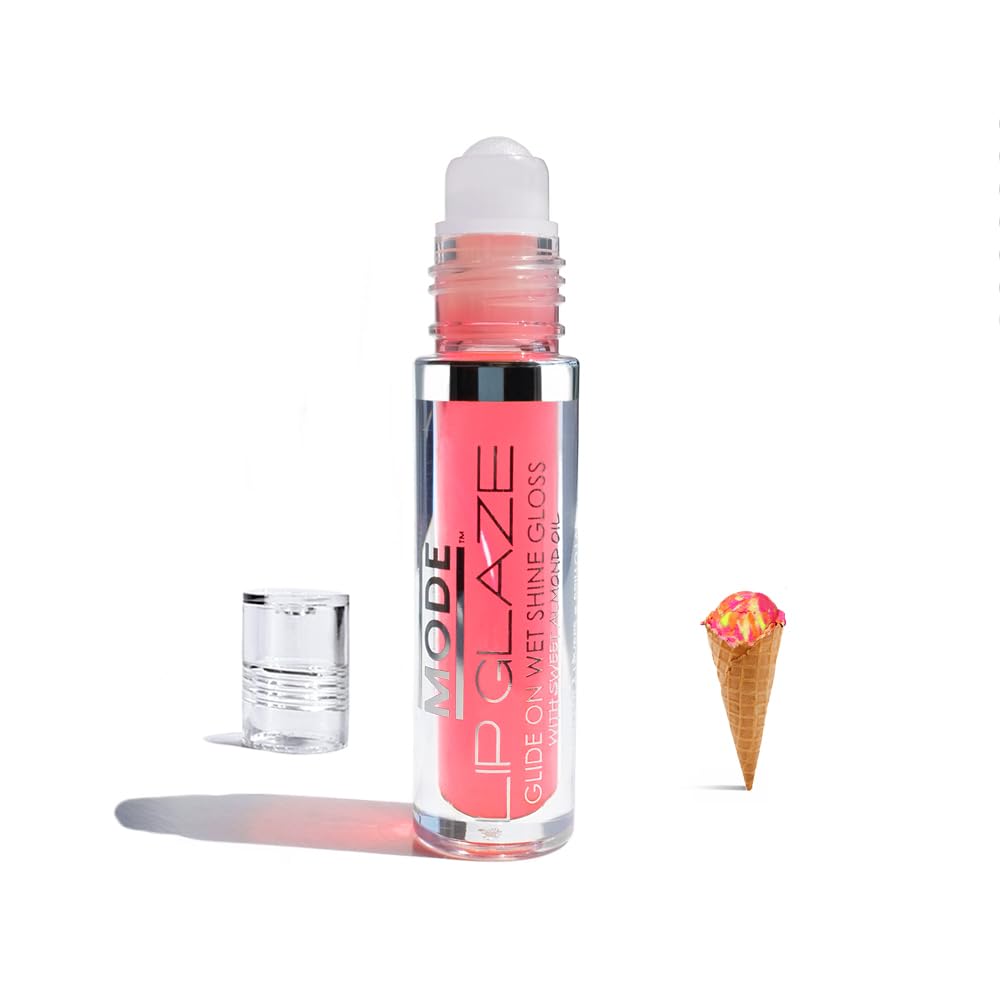MODE Lip Glaze Flavored Lip Gloss RAINBOW SHERBET Delicious Yummy Flavor, Roll On Sweet Wet Nourishing Shine, Hydrating Natural Skincare Fruit Oils,
