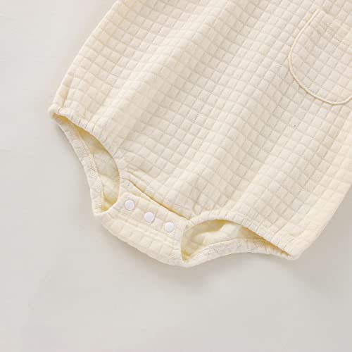Baby Girl Boy Fall Clothes Quilted Sweatshirt Romper Solid Color Long Sleeve Onesie Shirt Cute Infant Winter Clothing (Cream,0-6 Months) #TOP4