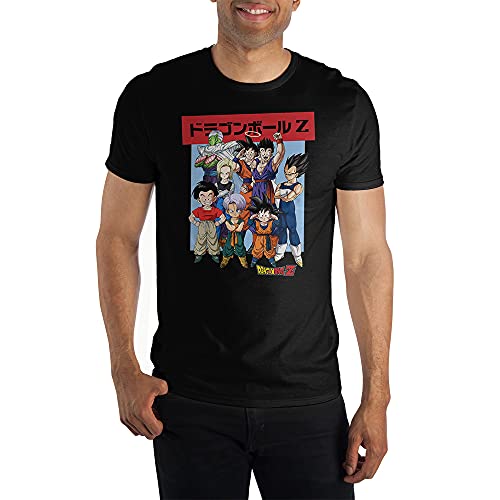 Dragon Ball Z Anime Characters Group Shot Mens Black Graphic Tee Shirt - M