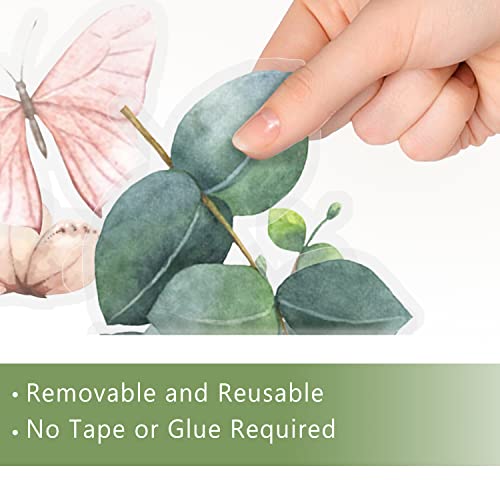 Mfault 9 Sheets Spring Summer Eucalyptus Leaves Window Clings, Hanging Vine Green Plant Botanical Stickers Decals Greenery Decorations, Live Laugh Love Evergreen Leaf Home Kitchen Decor #TOP5