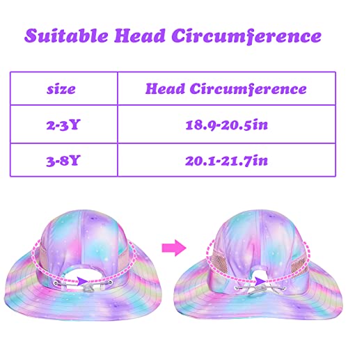Image of Kids Sun Hat for Toddler Girls Unicorn Bucket Hats UV Protection Summer Hat for Kids Wide Brim Fishing Hat 2-8 Years