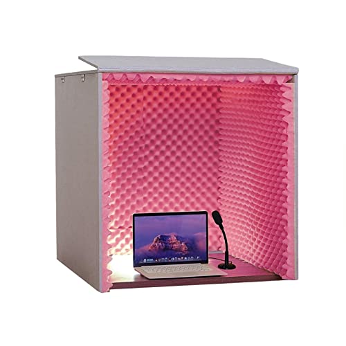 Cabina Portátil Acústica 80 x 80 x 80 cm para estudio casero, aislamiento vocal con espuma absorbente de alta densidad para escritorio, estudio y podcast (Rojo)