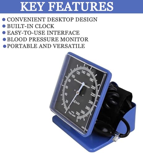 Image of MCP Healthcare Desktop Blood Pressure Monitor Clock with Arm Cuff - Convenient Heart Rate Monitoring Solution (Blue)