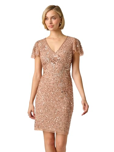 Image of Adrianna Papell Women's Beaded Mesh Sheath Dress