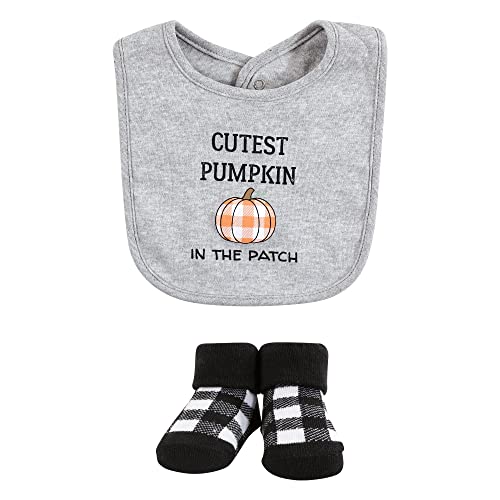 Image of Hudson Baby Unisex Baby Cotton Bib and Sock Set, Pumpkin Truck, One Size