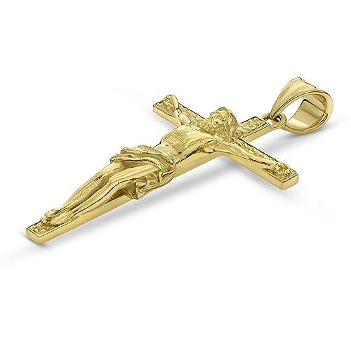 Detailed Crucifix Pendant for Men 14K Solid Gold - Made in the U.S.A.2