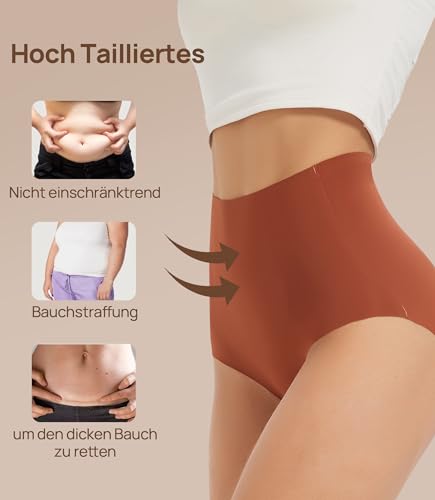 Image of Seamless Underwear for Women - High Waisted No Show Panties, 3D Wrap Hip Full Coverage Stretch Briefs 6 Pack