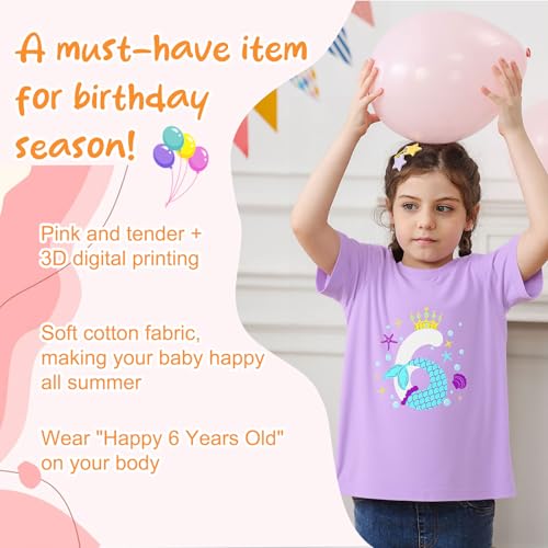 Image of Lovekider Girls Birthday T Shirts Cotton Short Sleeve T-Shirts Tee Party Clothing 3-6 Years