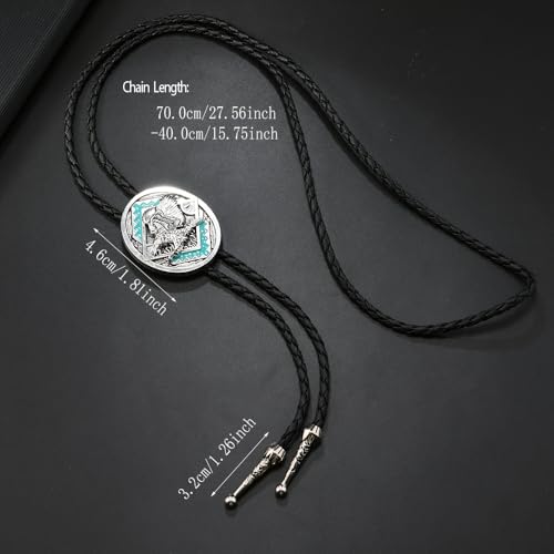 Image of Joxevyia Bolo Tie for Men Vintage Cow Skull Leather Rope Western Cowboy Necktie Vintage Bola Tie Gift for Him
