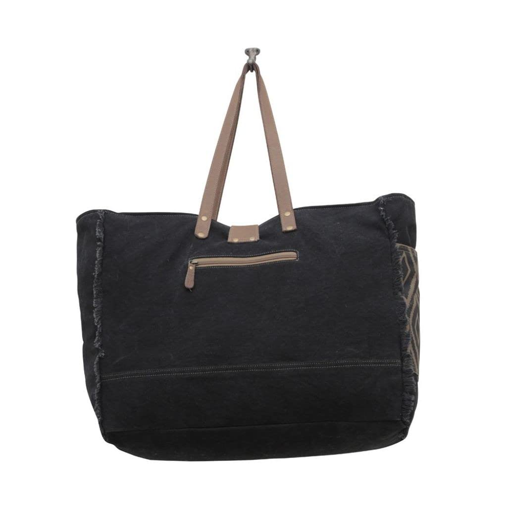 Myra Bag Western Leder Weekender Bag für Damen - Baumwolle & Upcycled Canvas Boho Umhängetasche Umber Johannisbeere