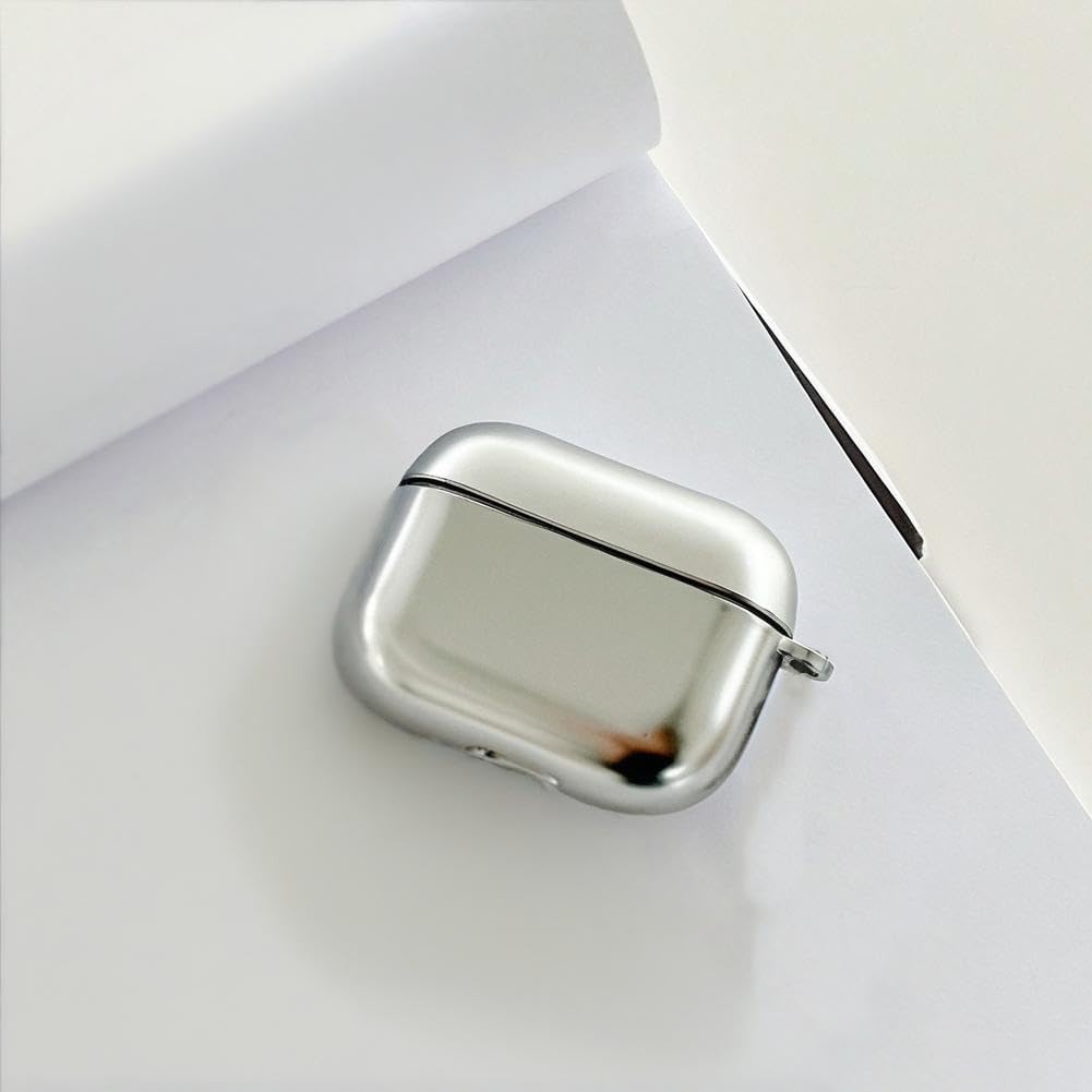 Amazon | For Airpods 4ケース メッキ仕上げ シルバー TPU素材 全面