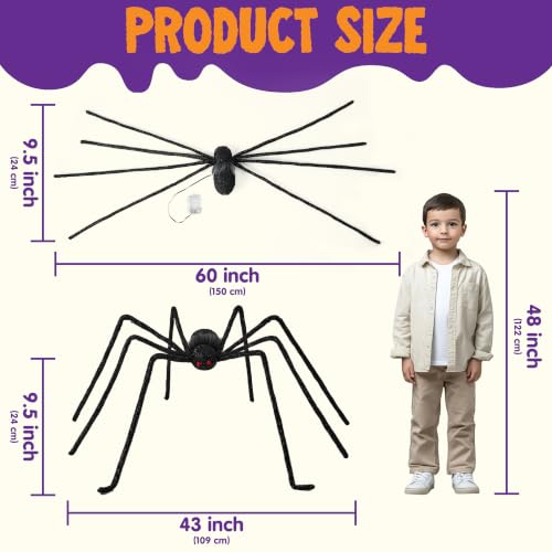 Image of JOYIN Halloween Light Up Large Spider Outdoor Decorations, 5 Ft Giant Spider for Yard Lawn Outside Decor, Indoor Party Haunted House Prop, Multicolor RGB Colors Changing with App Control