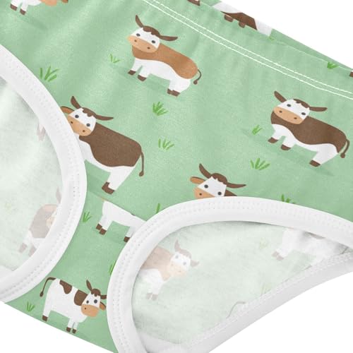 Wusikd Cute Cartoon Cow Girls' Underwear Cotton Green Grass Girls Briefs Soft Toddler Underwear 2T4