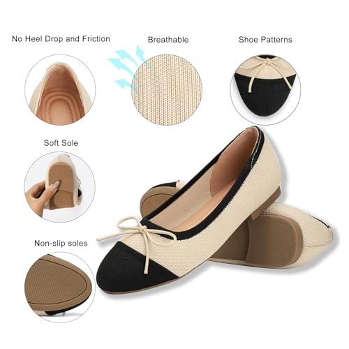 Women's Flats Round Toe Knit Foldable Ballet Flat for Women Dress Comfortable Slip On Womens Shoe for Casual Office Work3