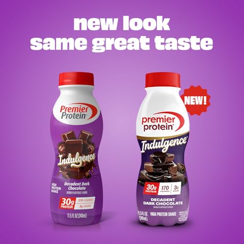 Image of Premier Protein Shake INDULGENCE, Decadent Dark Chocolate, 30g Protein, 170 Calories, 3g Sugar, 11.5 fl oz, 12 Pack (Packaging May Vary)