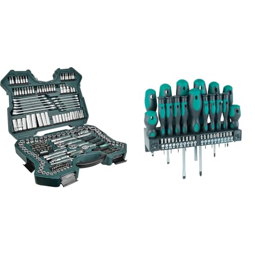 Mannesmann M98430 Steckschlüsselsatz 0,6 cm (0,25 Zoll) + 0,95 cm (3/8 Zoll) + 1,27 cm / (1/2 Zoll) Antrieb 215-teilig & 37-tlg. Schraubendreher+Bitsatz, M11415
