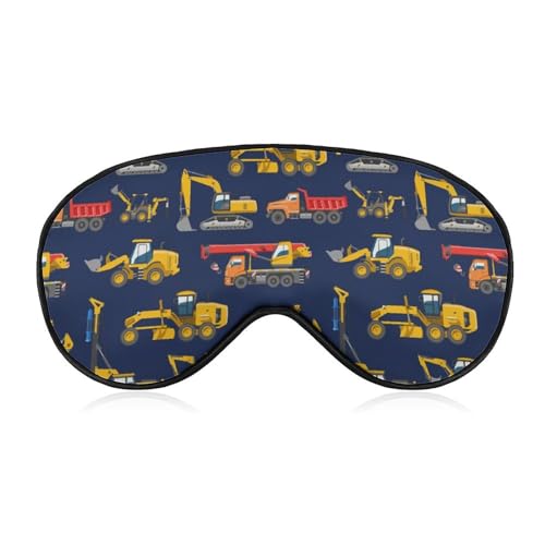 Mascarilla unisex azul marino con bulldozer de chantier, ideal para fiestas.